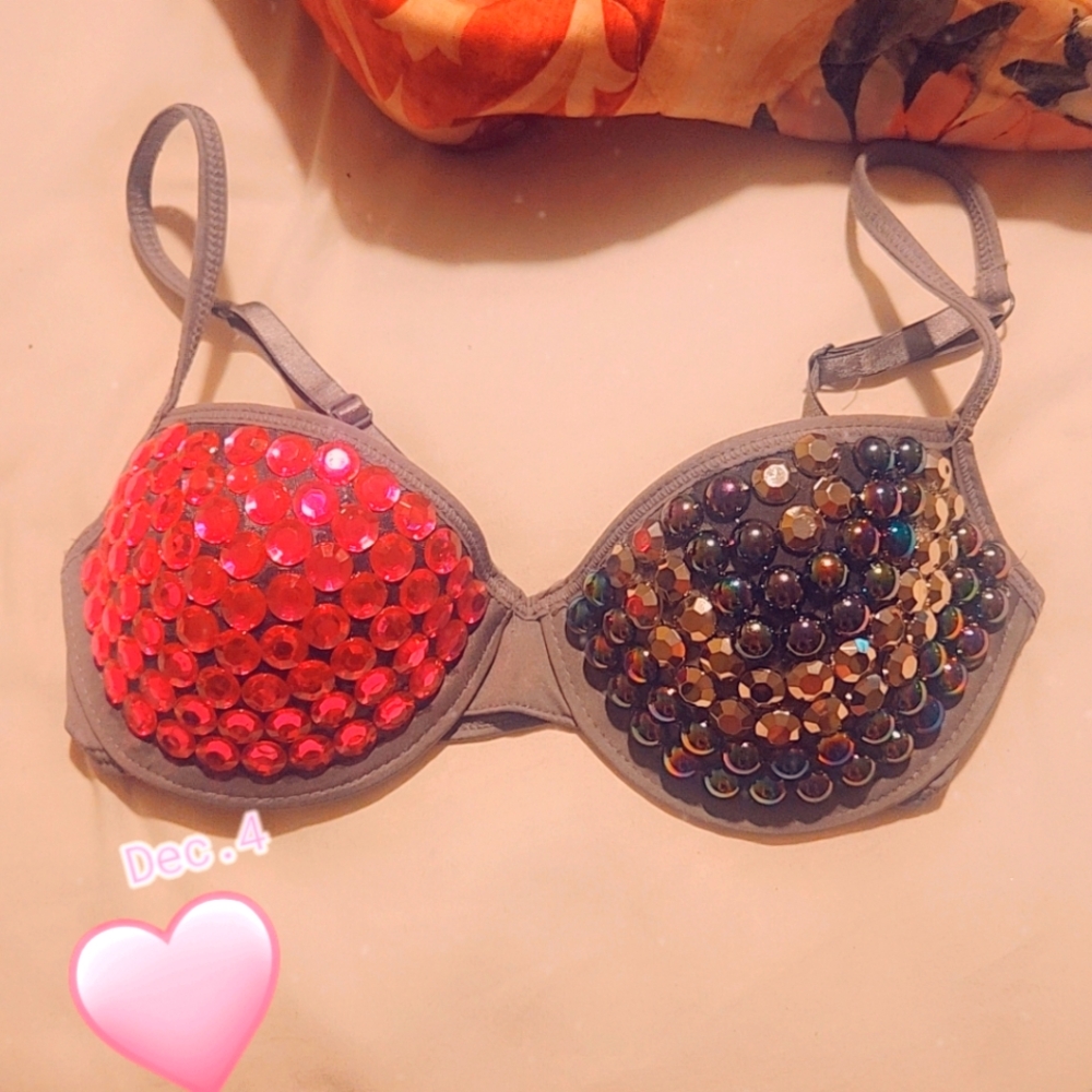 Rhinestone exotic dancer bra